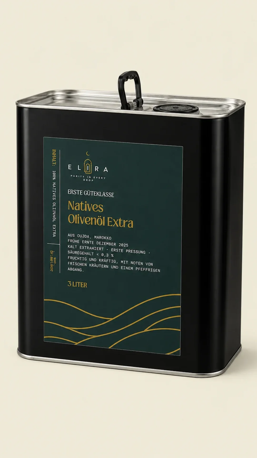 Elira Natives Olivenöl Extra im 3-Liter-Kanister – hochwertiges kaltgepresstes Olivenöl für die tägliche Küche